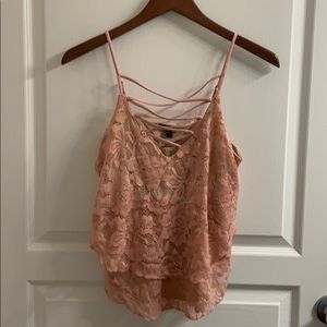 Express lace pink/cream tank top